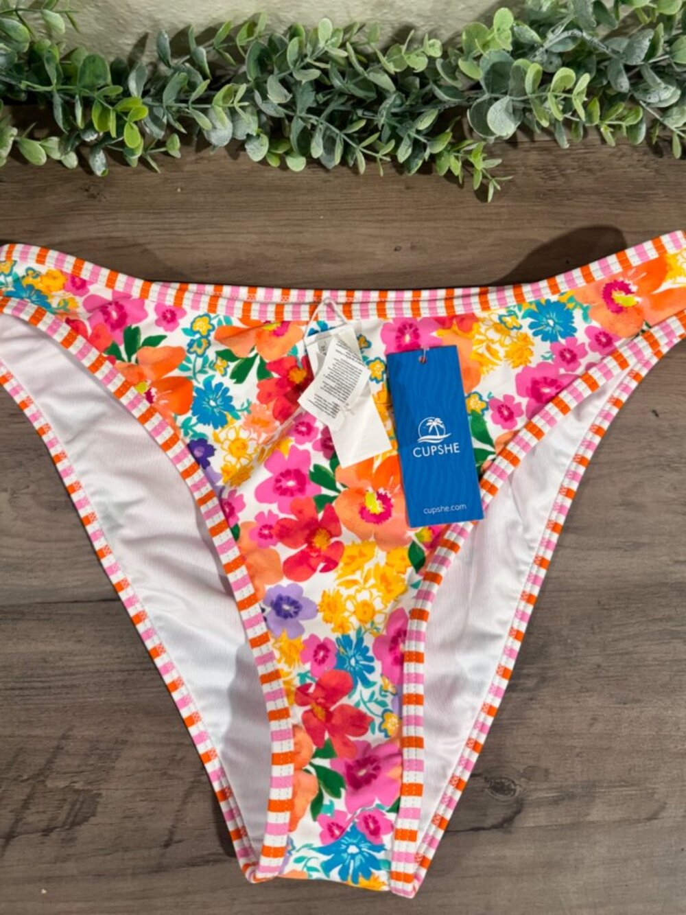 NWT Cupshe Floral High Cut Bikini Bottoms Multicolor Size Medium